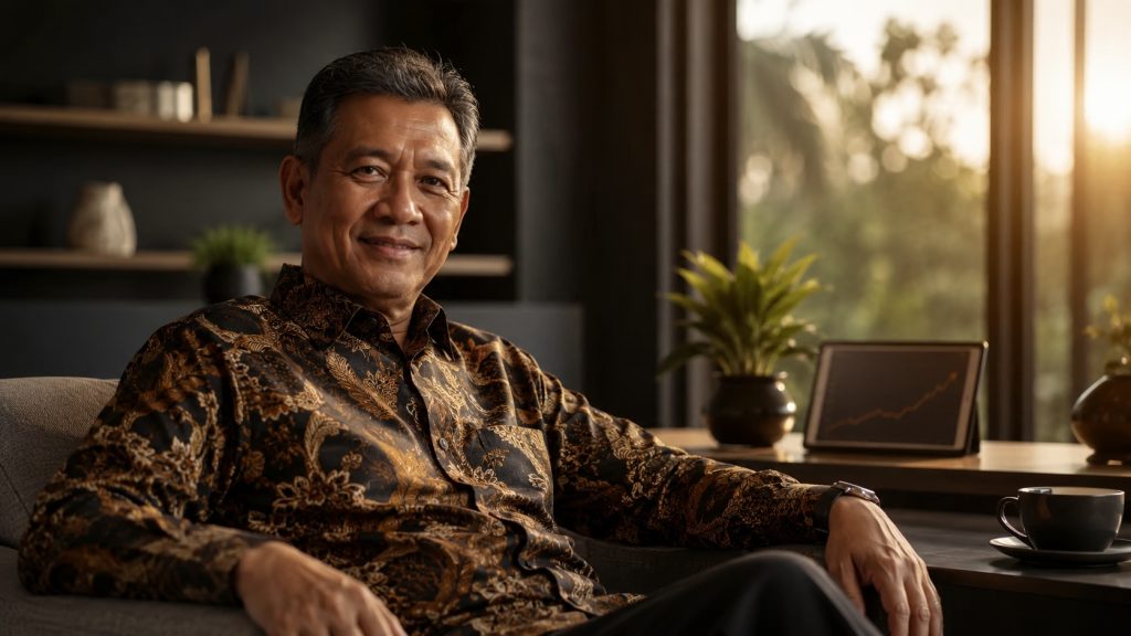 Pria Indonesia berbatik menikmati masa pensiun yang mapan
