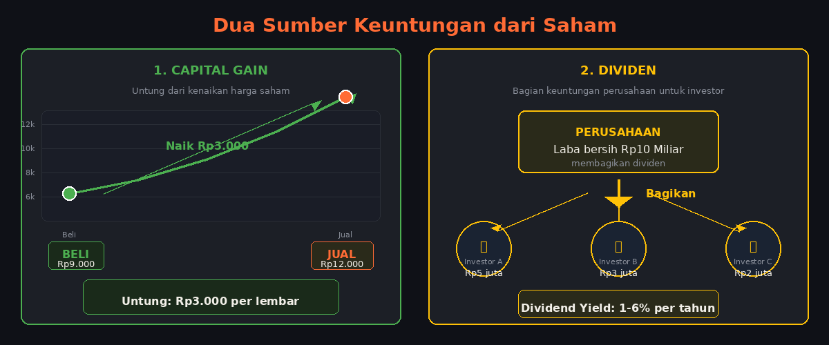 Dua Sumber Keuntungan dari Saham: Capital Gain dan Dividen